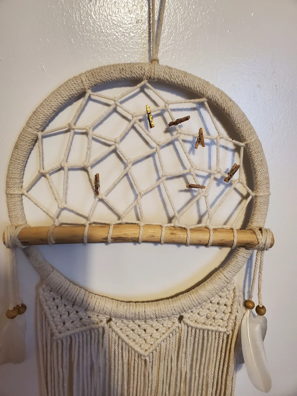 Handmade Cream Macrame Dreamcatcher Wall Hanging